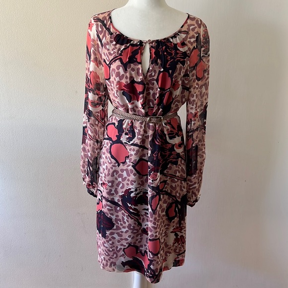 Tory Burch Dresses & Skirts - Tory Burch Silk Chiffon Long Sleeve Dress w/ Flower Animal Print 10